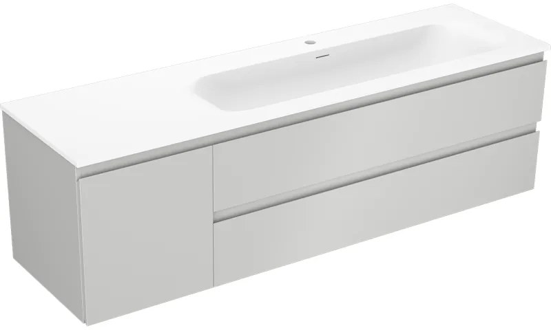 Mexen Orio szafka łazienkowa 160 cm z umywalką Vela prawą, 2S, 1D, szara mat/biała mat - 91A13-16047-3-BBFFF62-W23P01