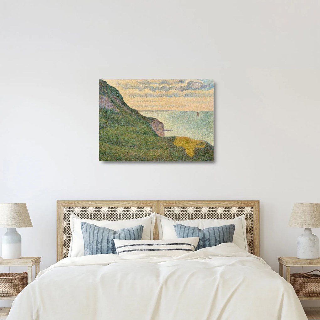 Obraz na szkle - Georges Seurat, Seascape at Port-en-Bessin, Normandy, reprodukcje (70x50 cm)