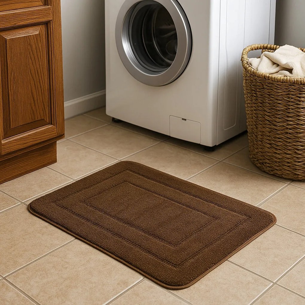 Dywanik antypoślizgowy Brązowy 50x80 cm Dekoracyjny gumowy spód uniwersalny