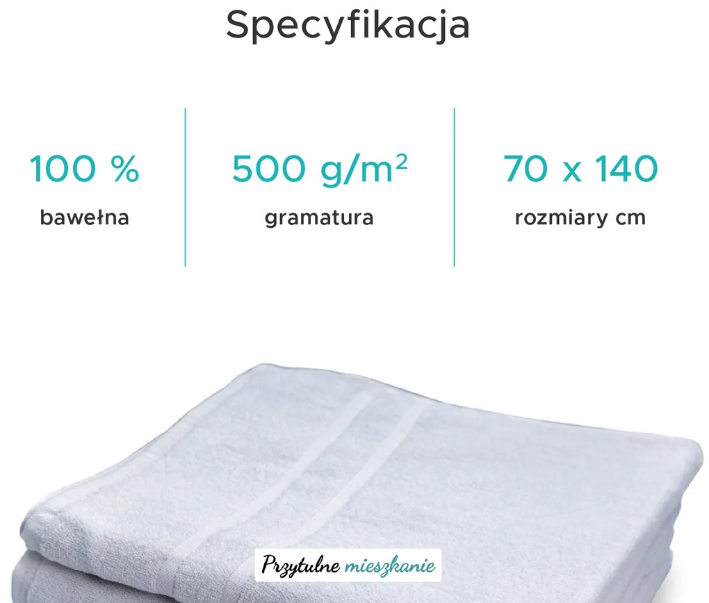 Ręcznik hotelowy Royal 70x140 cm biały, 100% bawełna