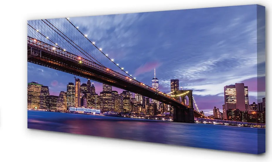 Duży obraz na płótnie Wieżowce i Most o Zachodzie