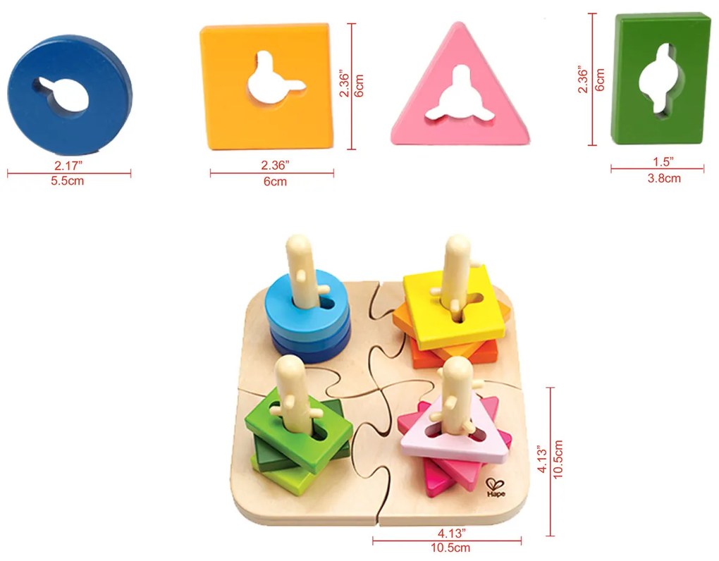 Hape Kreatywne drewniane puzzle, 19,7 x 11,6 x 19,7 cm
