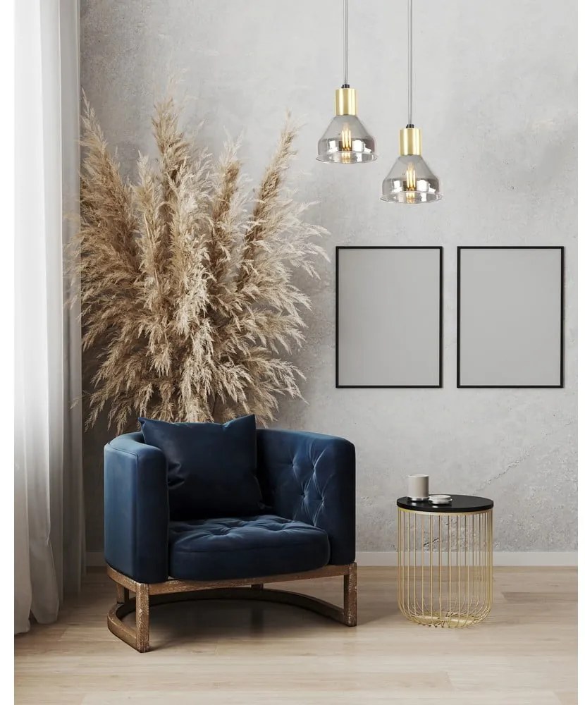 Lampa wisząca w lawendowo-złotym kolorze ze szklanym kloszem Gregory – Candellux Lighting