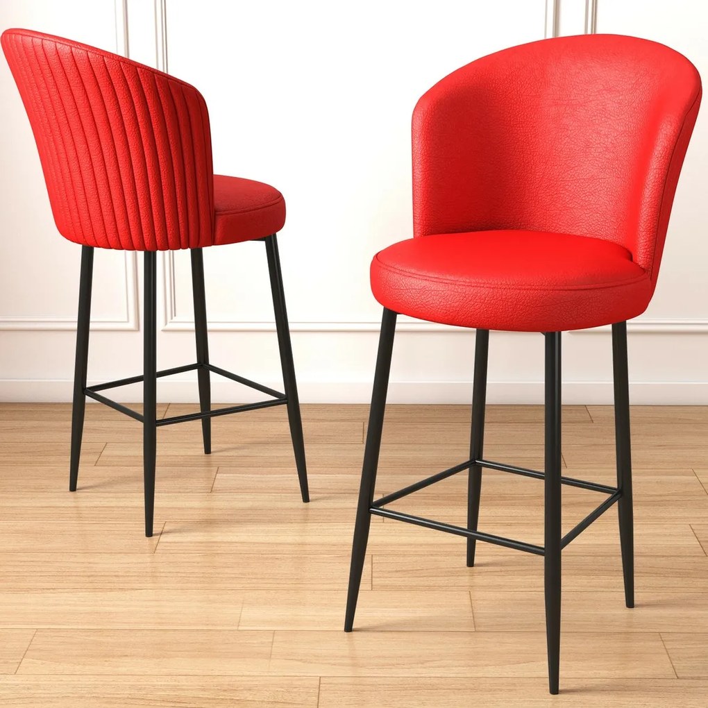 Zestaw krzeseł barowych Uras Red and Black, 6 szt., 6 szt.