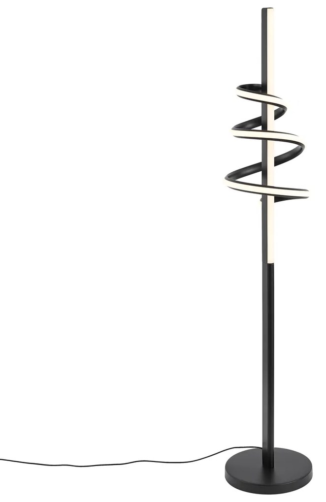 Designerska lampa podłogowa czarna ze ściemnialną diodą LED i przełącznikiem 3-stopniowym - Rolla