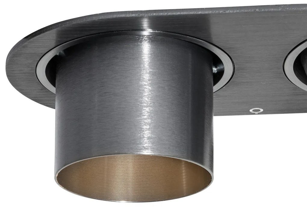 Set van 6 inbouwspots gunmetal GU10 50mm 2-lichts - Installa Nowoczesny Oswietlenie wewnetrzne
