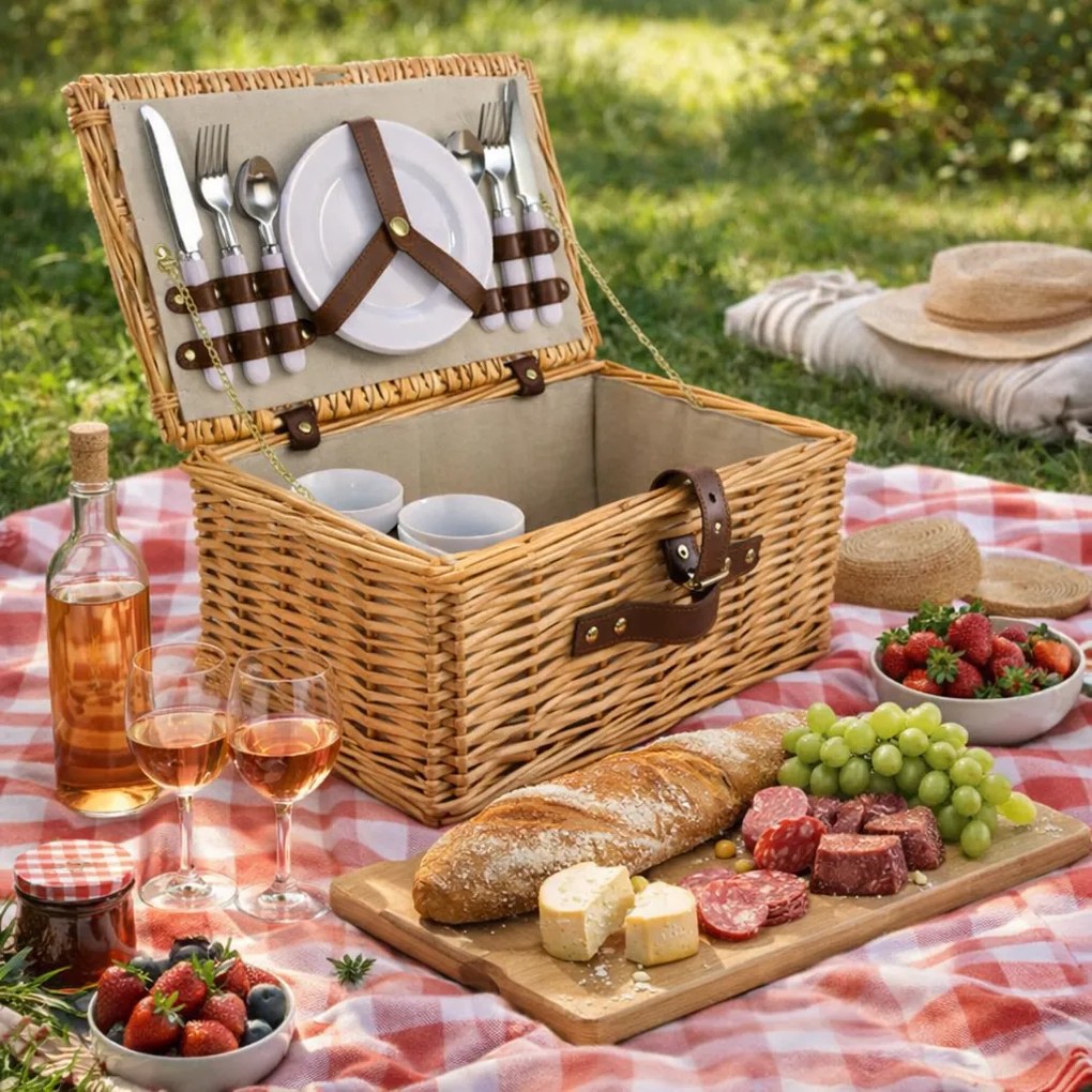 Arôme Kosz piknikowy dla 4 osób Natur, 40 x 28 x 20 cm