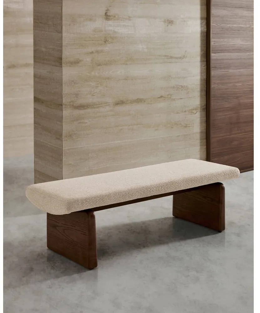 Beżowo-ciemnonaturalna ławka z tkaniny szenilowej Topaz – Kave Home
