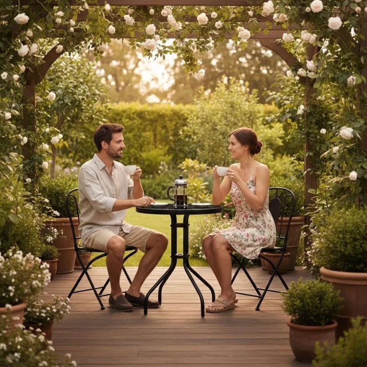 Stolik ogrodowy, balkonowy 60 cm Torello 070-1, czarny, okrągły