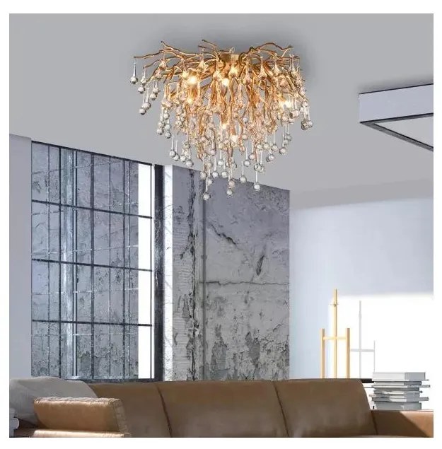 Paul Neuhaus 8091-11 - Żyrandol natynkowy ICICLE 9xG9/40W/230V śr. 50 cm mosiądz