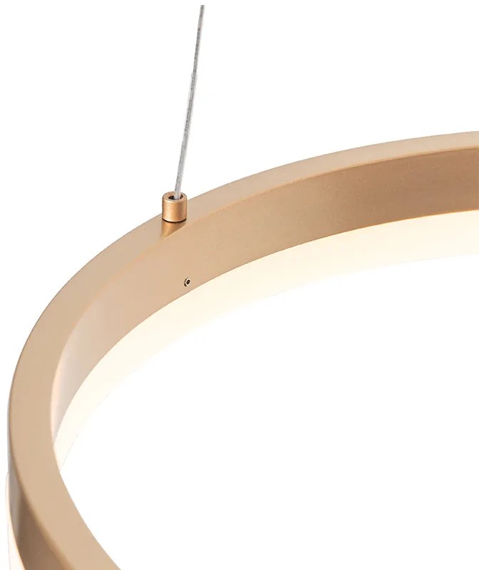 Designerska lampa wisząca złota 40 cm z wbudowanym LED-em 3-stopniowy ściemniacz - AnelloDesignerski Oswietlenie wewnetrzne