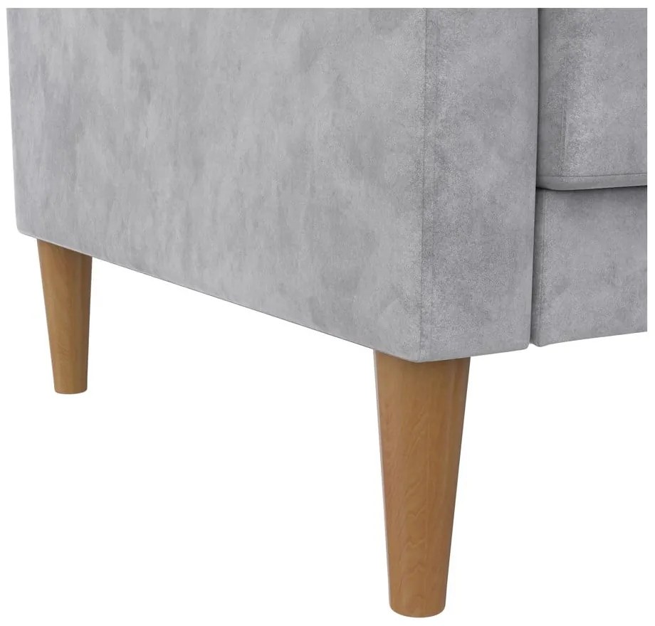 Jasnoszara aksamitna rozkładana sofa 207 cm Lilly – Støraa