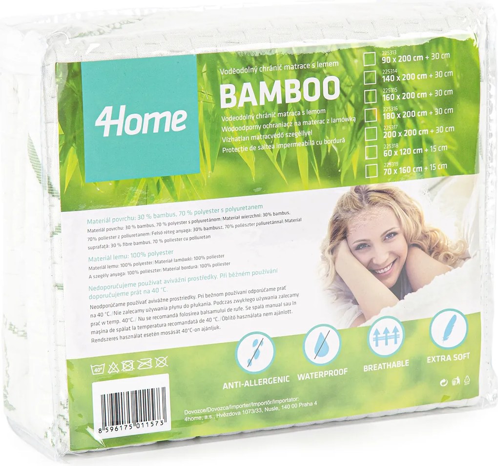 4Home Bamboo wodoodporny ochraniacz na materac z lamówką, 70 x 160 cm