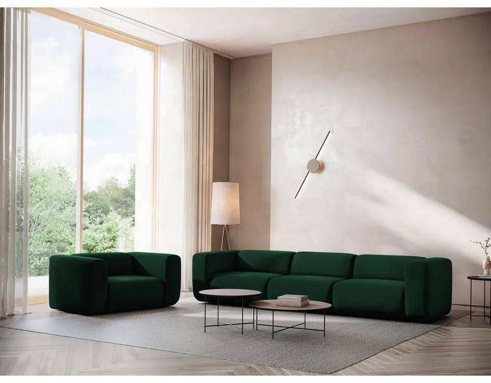 Ciemnozielona aksamitna sofa 228 cm Ekahi – Makamii