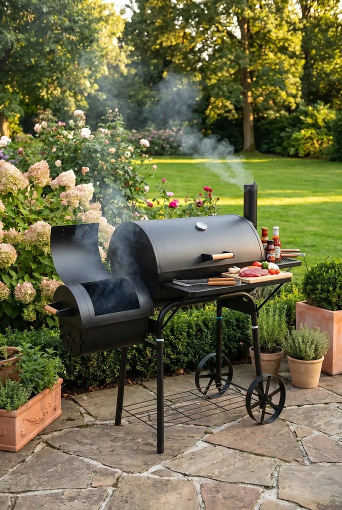 Podwójny grill stalowy z kominkiem P2-L18