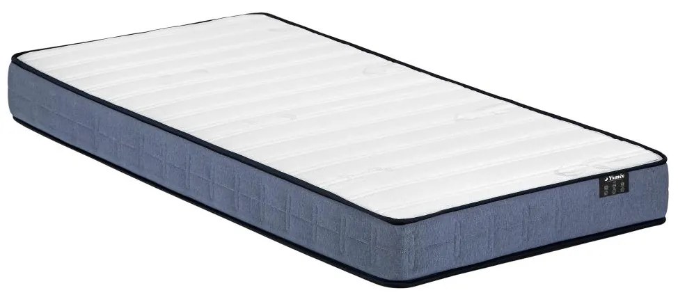 Zestaw 90 x 190 cm: stelaż  ze skrzynią w jasnym naturalnym kolorze + materac ze sprężynami kieszeniowymi, grubość 19 cm – DAYNI od YSMÉE