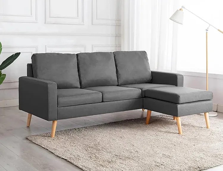 3-osobowa jasnoszara sofa z podnóżkiem - Muria 4Q