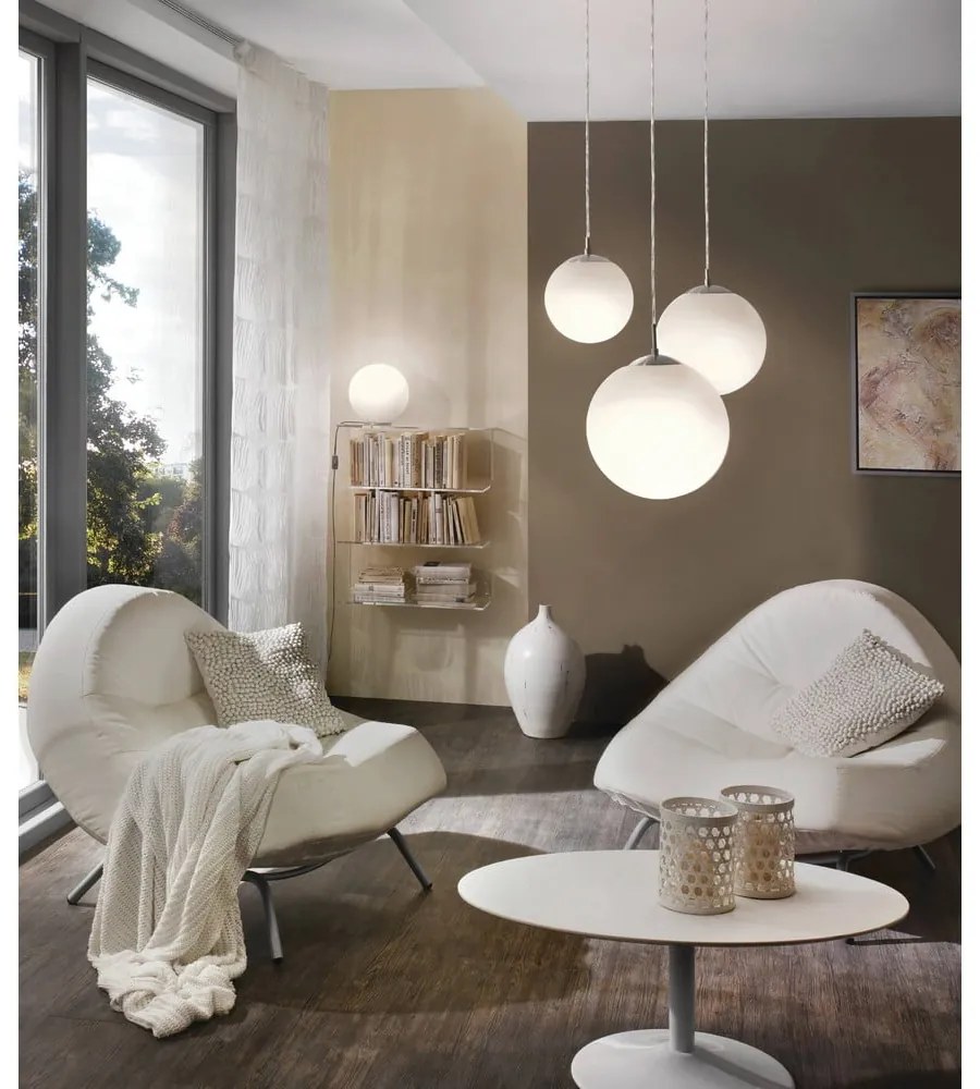 Lampa wisząca w biało-srebrnym kolorze ze szklanym kloszem ø 20 cm RONDO – EGLO