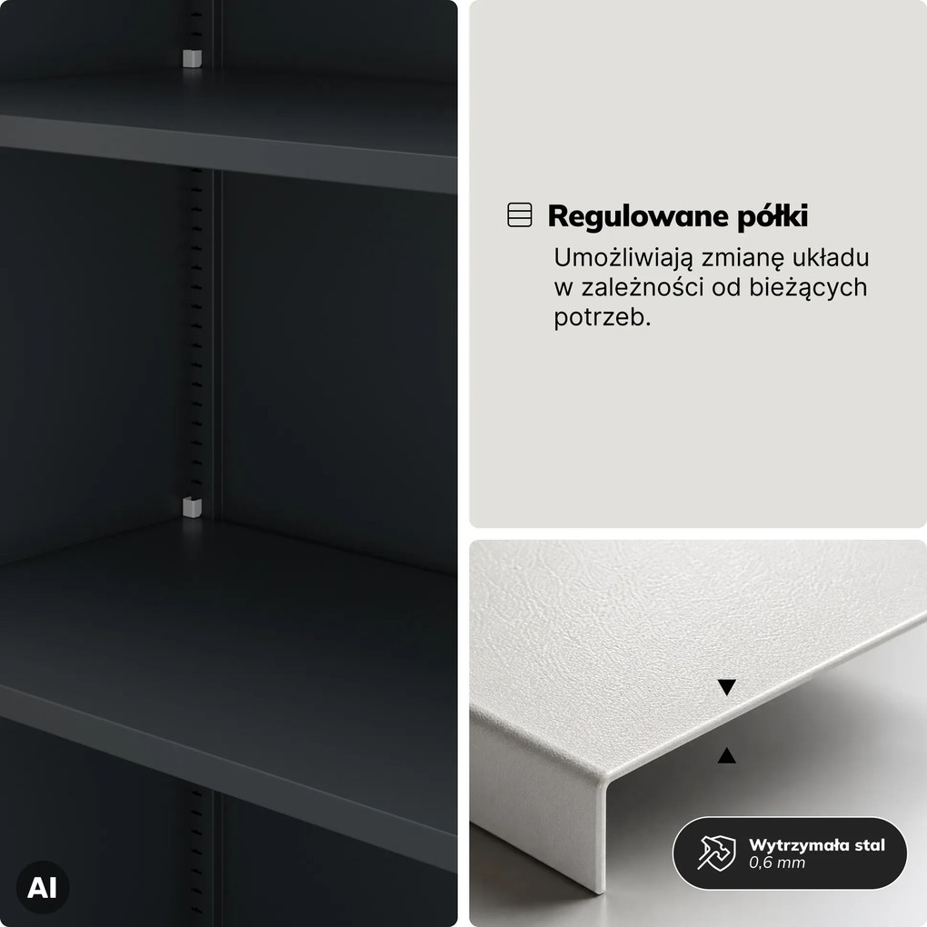 Szafa metalowa ze schowkiem antracytowa/orzech, 900x1850x450 mm: TOMASZ Eco Design