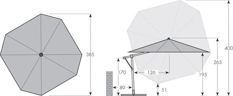Doppler Pokrowiec zamienny na parasol PROTECT 400P jasnoszary