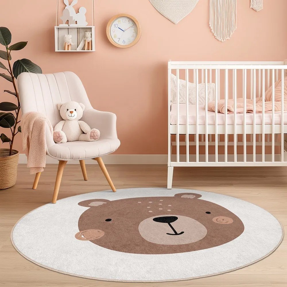 Brązowo-kremowy dywan dziecięcy odpowiedni do prania ø120 cm Teddy Bear – Mila Home