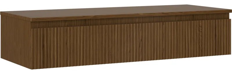 Mexen Rivel szafka łazienkowa podumywalkowa 120 cm z blatem, 1 szuflada, ryflowana , orzech - 91A20-12023-1-BFC86