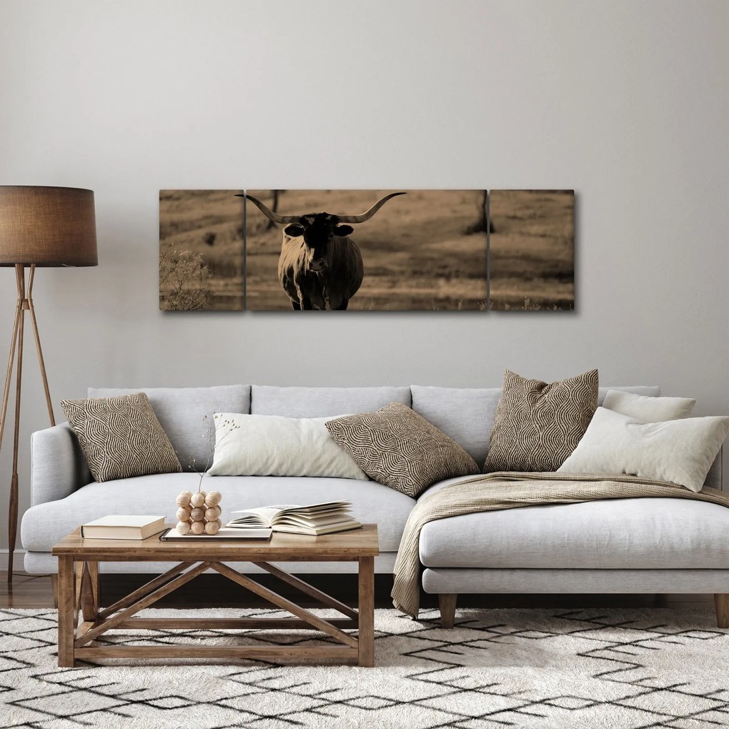 Obraz - Krowa z Teksasu (170x50 cm)