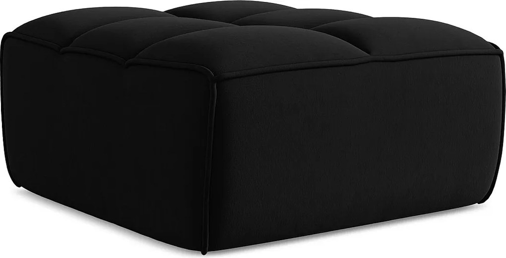 Pufa - z tkaniny welwetowej - czarny - KALAI