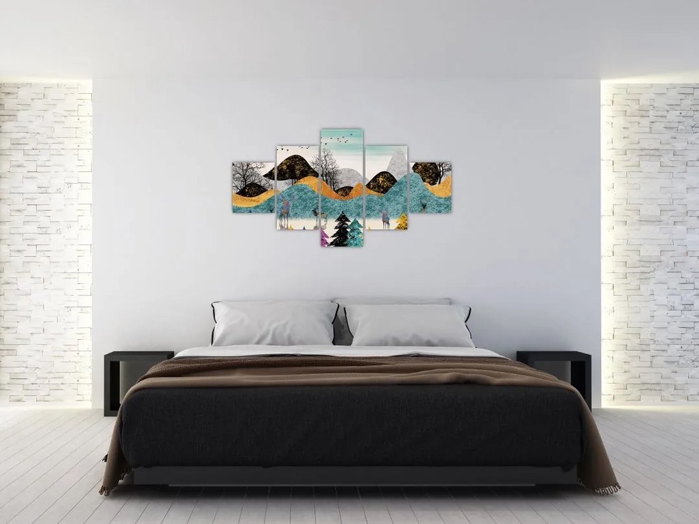 Obraz graficzny z jeleniem (125x70 cm)