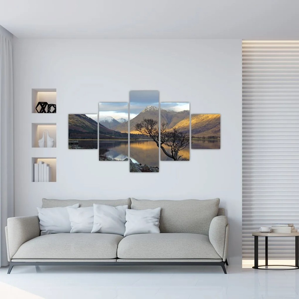 Obraz - Góry nad jeziorem (125x70 cm)