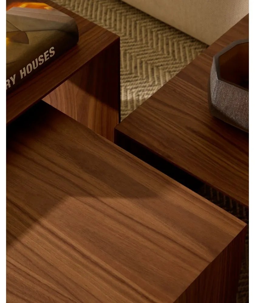 Stoliki zestaw 3 szt. w dekorze orzecha 40x60 cm Litto – Kave Home