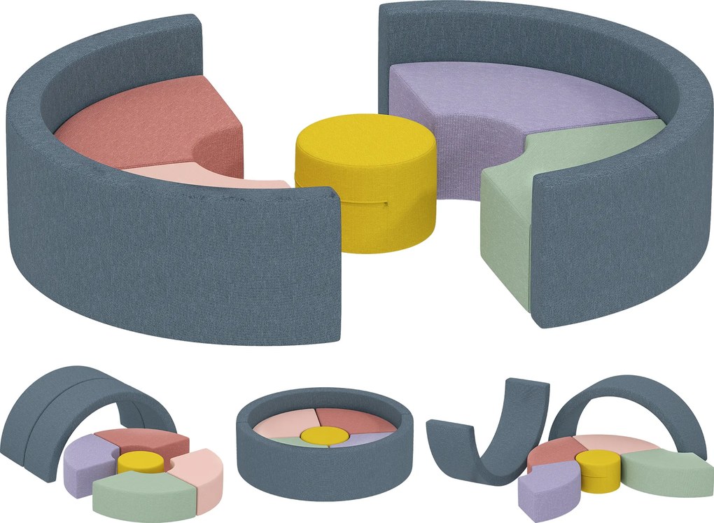 AIYAPLAY Zestaw 7 miękkich klocków piankowych dla maluchów — sztruksowy, odpinany pokrowiec, różne kształty, kolorowy