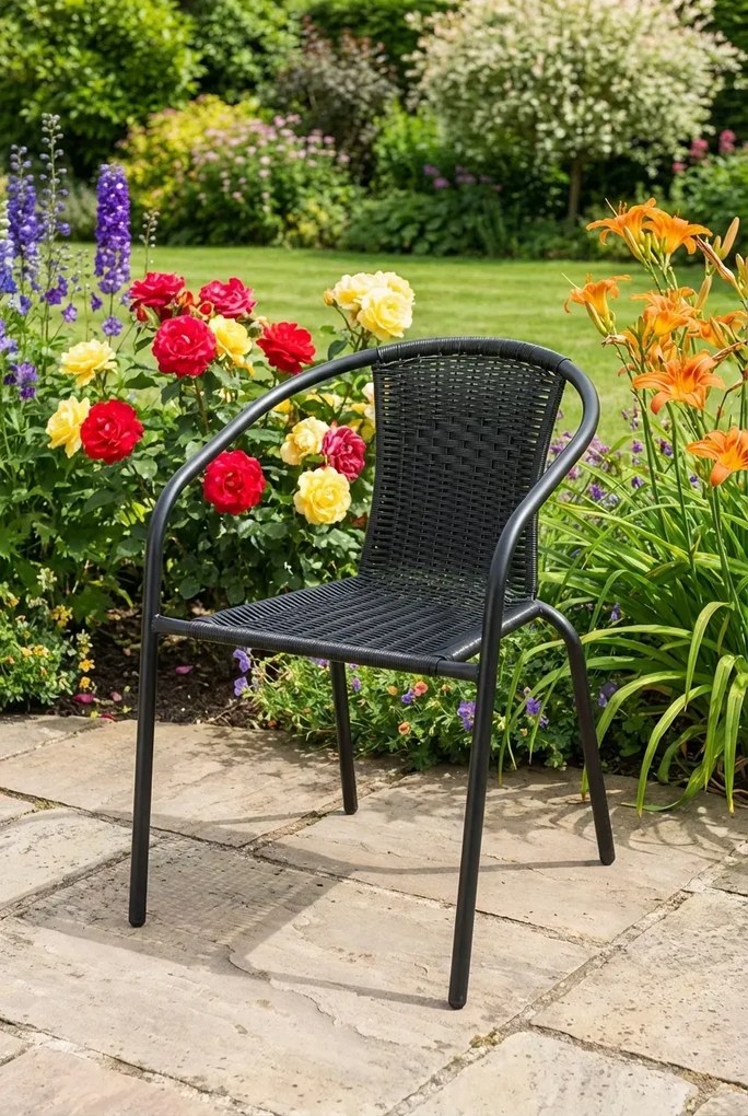 Czarny fotel ogrodowy typu bistro C4-K16