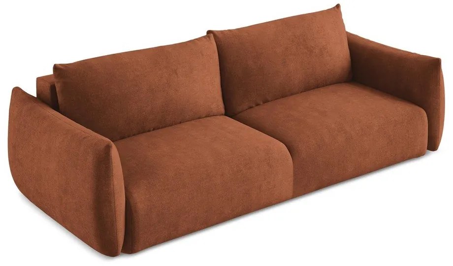 Rozkładana sofa z tkaniny szenilowej w kolorze terakoty 230 cm Leila – Makamii