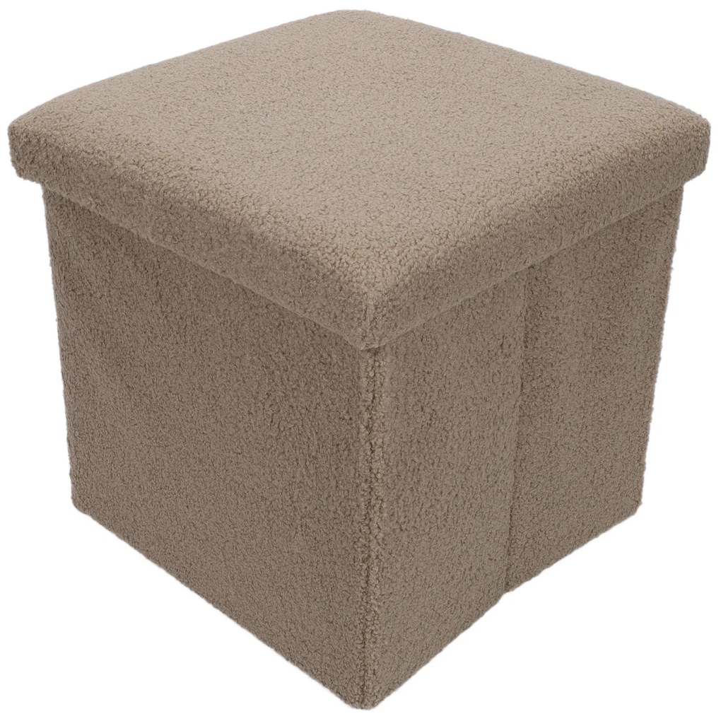 Pufa ze schowkiem boucle BINI, 38 x 38 x 38 cm
