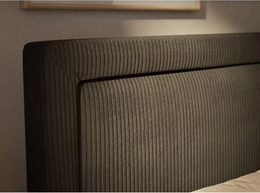 Antracytowe łóżko kontynentalne ze schowkiem 200x200 cm Fresco – Maison de Rêve