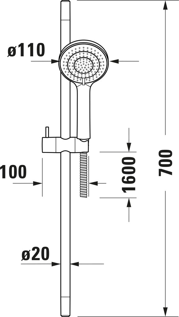 Duravit uniwersalny zestaw prysznicowy z 3 rodzajami strumienia