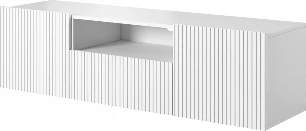Szafka RTV wisząca Nicole 150 cm z szufladą - biały mat