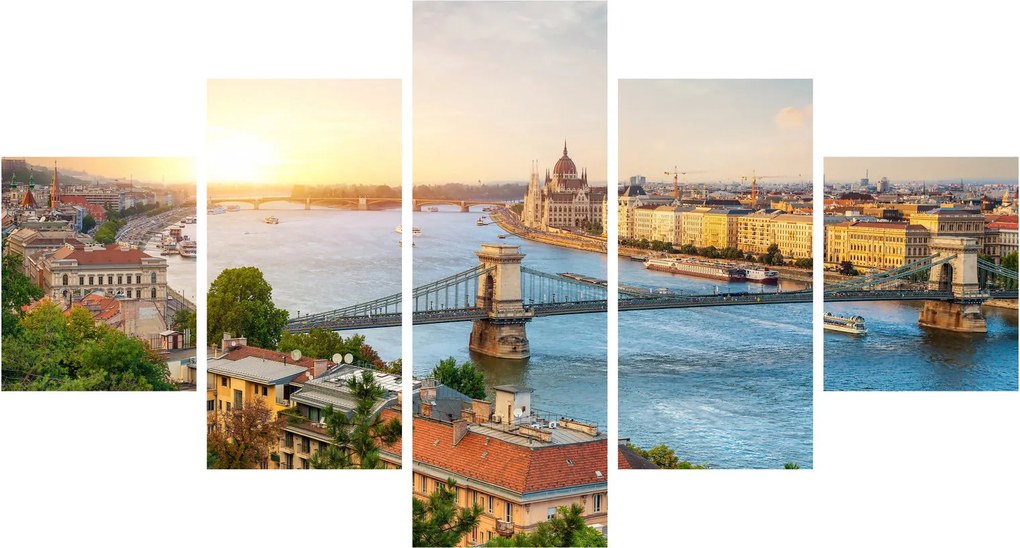 Obraz miasta Budapeszt z rzeką (125x70 cm)