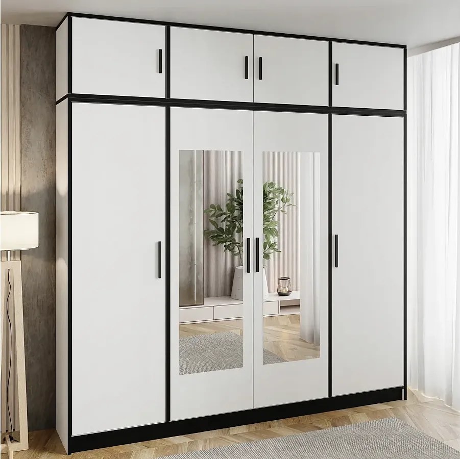 Szafa czterodrzwiowa DIOR 207 4d z nadstawką biały