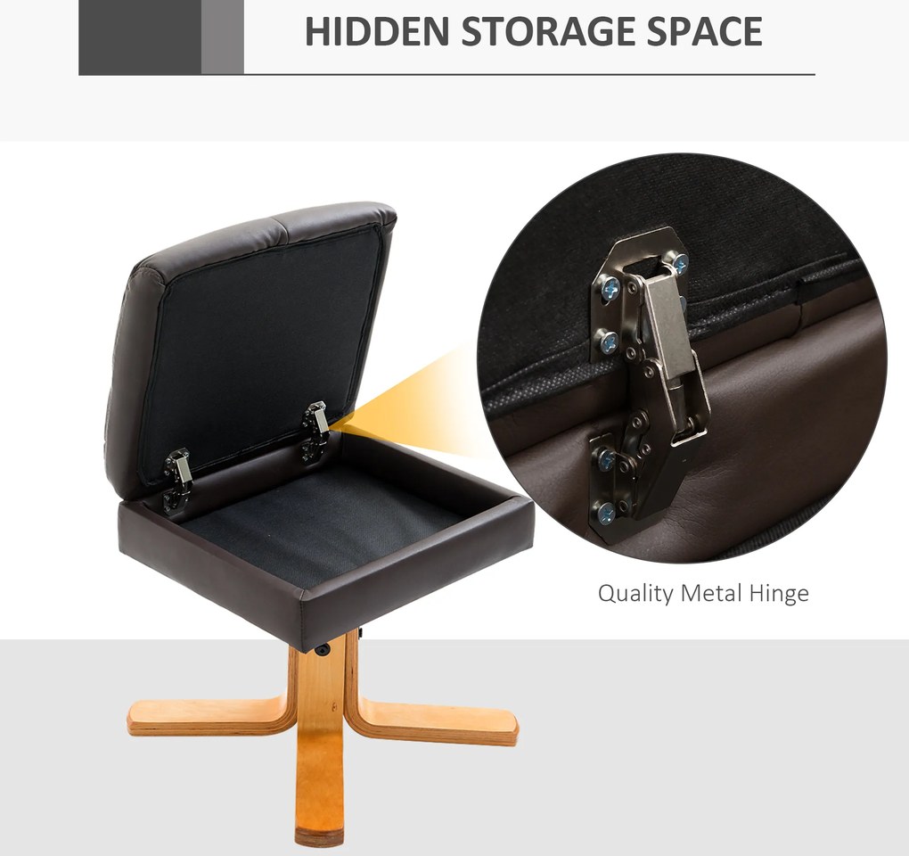 HOMCOM Fotel relaksacyjny TV z funkcją obrotu 360° i podnóżkiem Rozkładany Brązowy Drewniana rama 80x86x99cm | Aosom PL