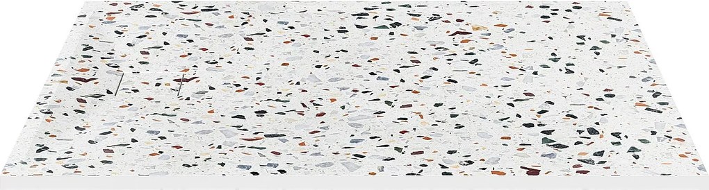 Brodzik do postawienia lub zabudowy, ultrapłaski,przycinanego z żywicy SMC - Efekt białego terrazzo - 140 x 90 cm - MIRNOSA