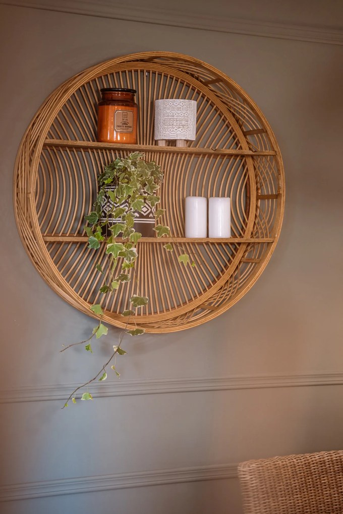 Okrągła półka ścienna Ina z drewna bambusowego, Ø 70 cm