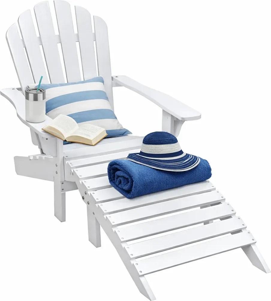 Biały drewniany leżak ogrodowy Z2-K97