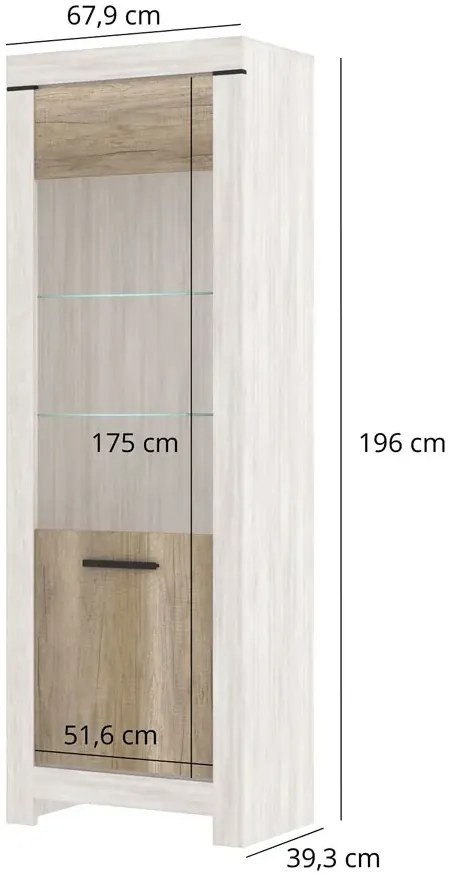 Witryna wysoka z LED sosna canyon + dąb karabela B4-Z67