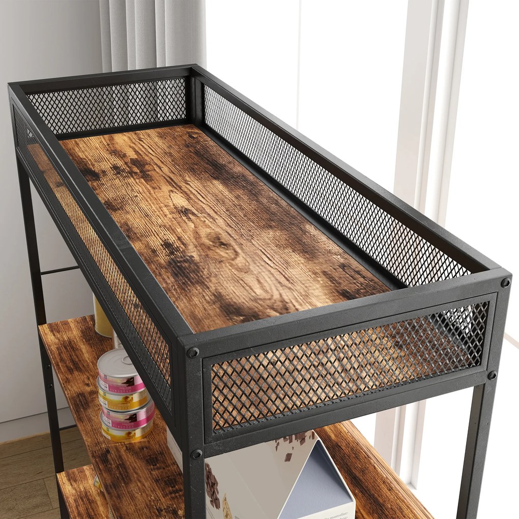 PawHut Szafka na Kuwetę z Regałem o Trzech Poziomach i Drapakiem, Zamknięta Kuweta, 80 x 48 x 152 cm, Brąz