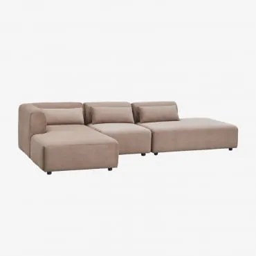 Sofa Modułowy Z Lewym Szezlongiem, 3-częściowy Z Otomanką Fogler Sztruks Brąz Karmelowy - Sklum