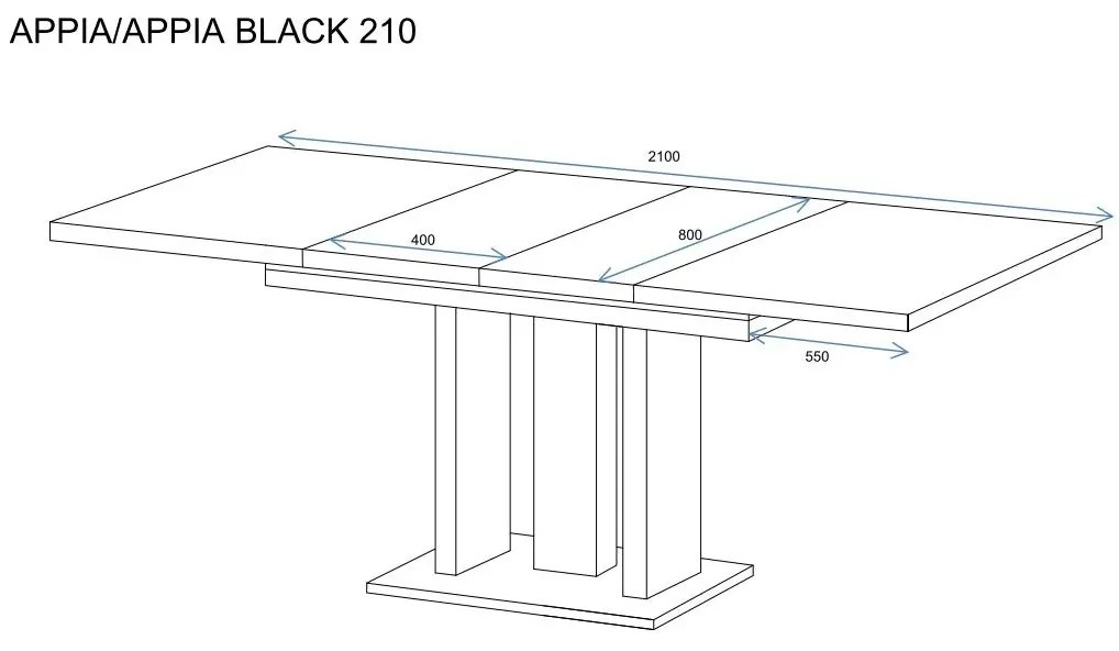 Stół rozkładany APPIA BLACK 130(210)x80 dąb złoty craft/czarny ENDO