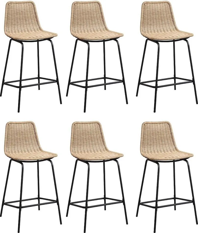 Zestaw 65 cm metalowych krzeseł wyspowych i barowych BALI z siedziskiem rattanowym