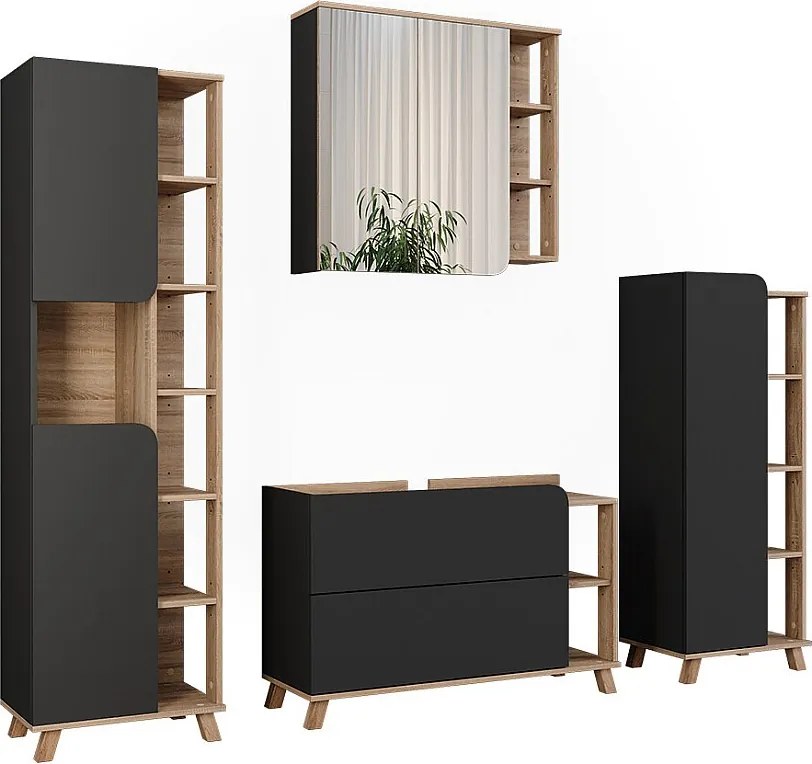 Zestaw mebli łazienkowych sonoma/antracyt 100x35x65 karen